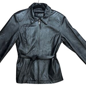 Y2K Vintage Women's Black Leather Jacket JFerrar Goth Chic